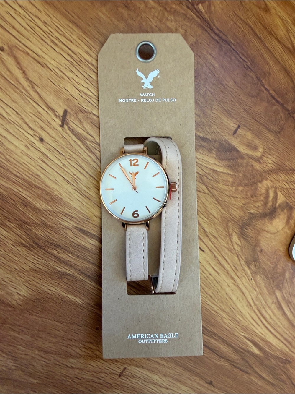 American Eagle Outfitters Rose Gold Case with Beige Double-Wrap Strap Watch
